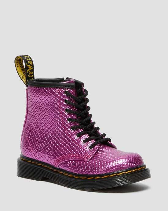 Botines Dr. Martens 1460 Reptile Emboss Niña Morados MX-98735
